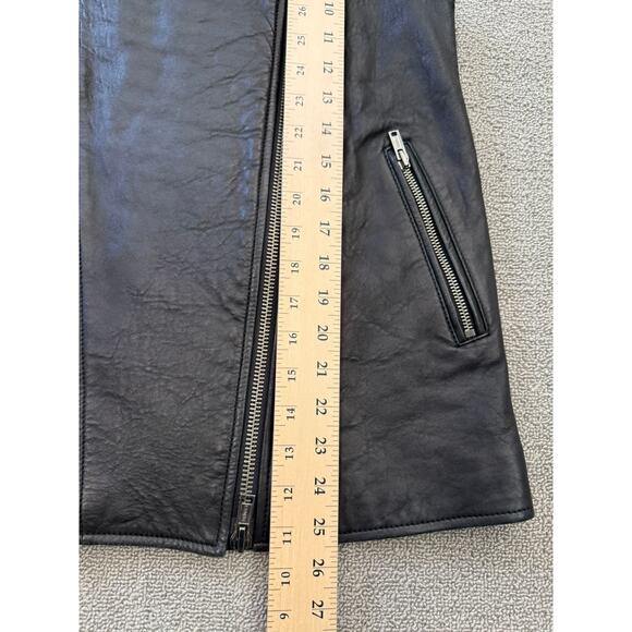 Club Monaco Women's XS Black 100% Lamb Leather Asymmetrical Zip Biker Vest - Picture 7 of 12